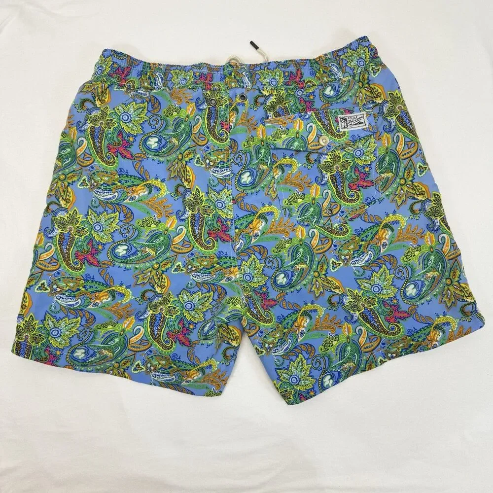 Polo Ralph Lauren Swim Trunks Men’s Medium Paisley Floral Swim Trunks Pockets